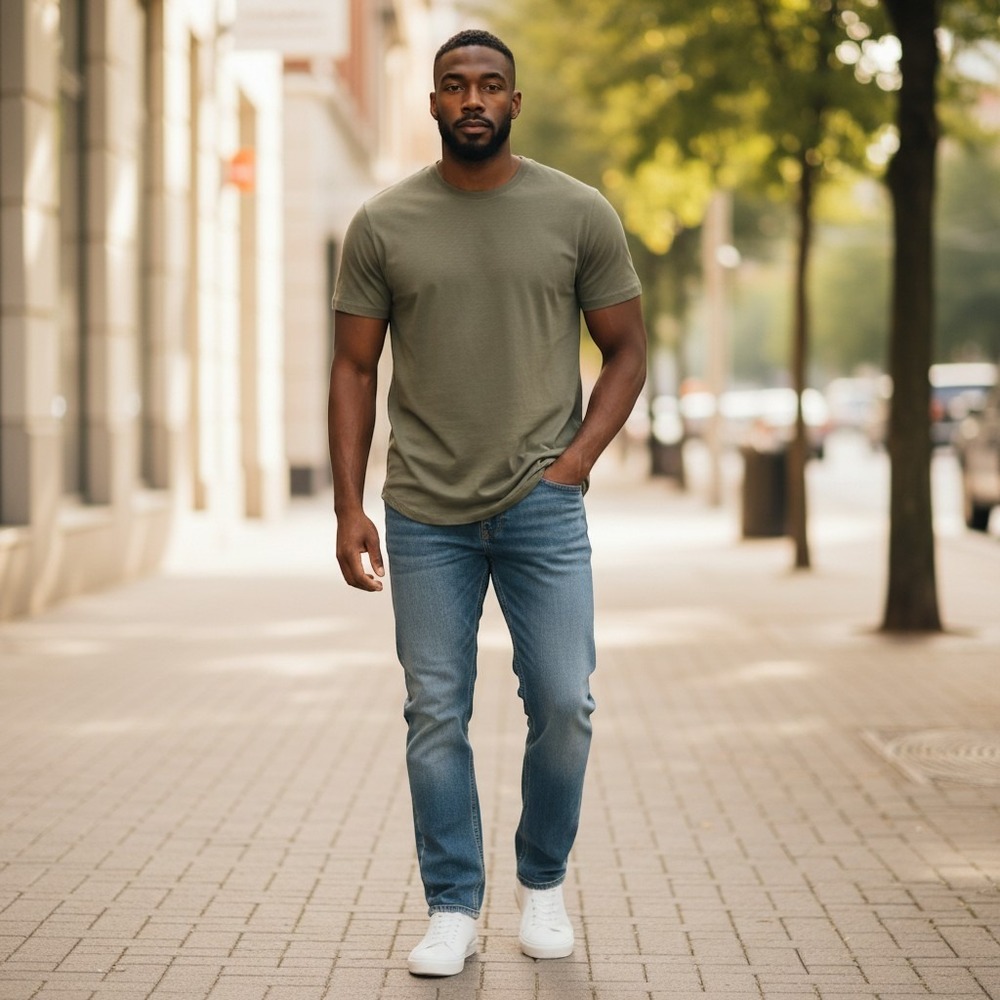 Buck Mason Tanker Green Slub Curved Hem Tee Shirt BM11001.102 Mens Medium NWT